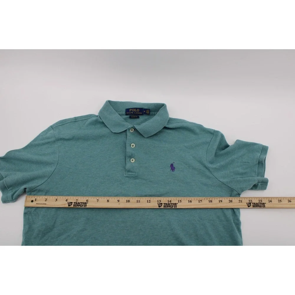Polo by Ralph Lauren Classic Fit Heather Green Polo Size Medium Purple Pony